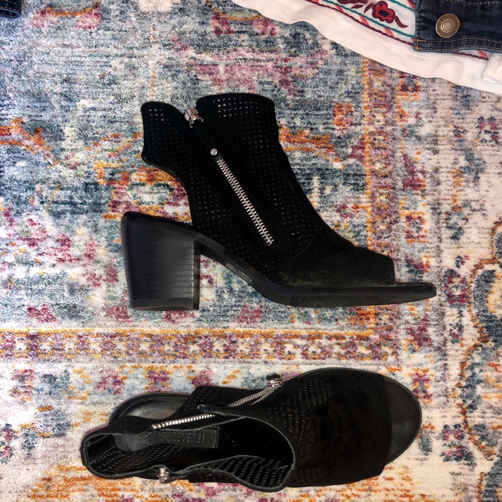 Black Open-toed Zip Booties